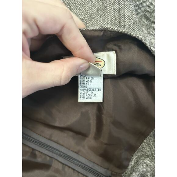 Vintage Talbots Wool Rayon Silk Blend Brown Crochet Midi Skirt Size 14 34” Waist - Picture 8 of 8